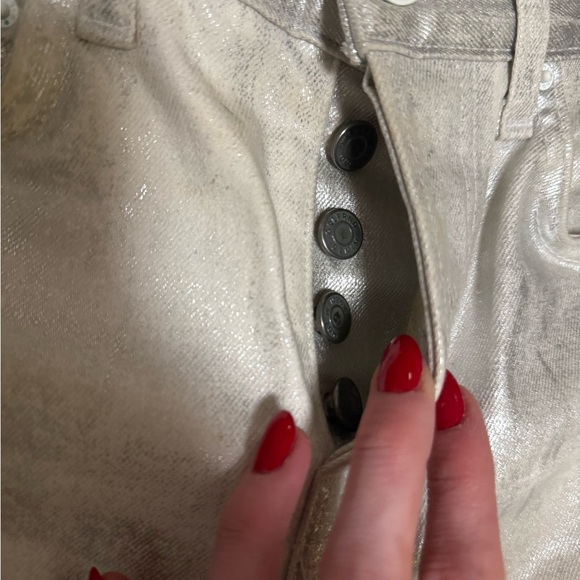 GRLFRND Women 24 Karolina Jeans Better Than You Silver Skinny Metallic High Rise - Picture 4 of 7